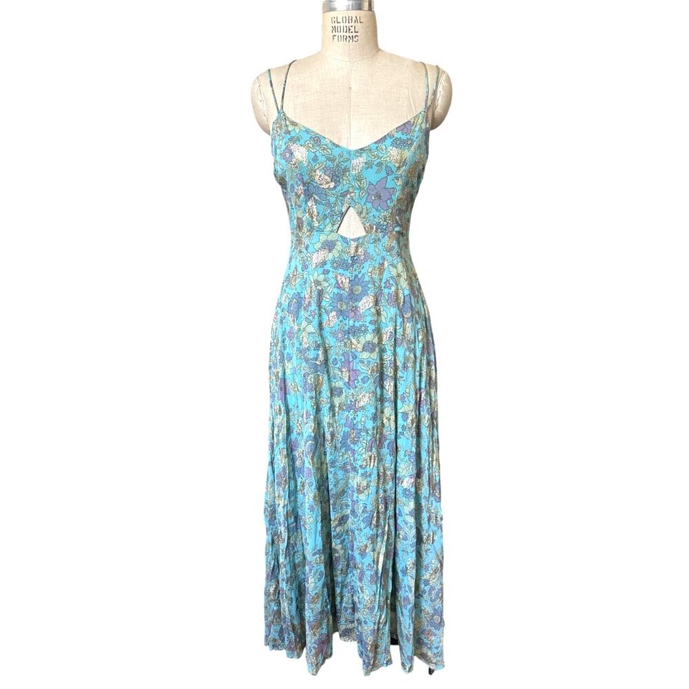 NWT Karina Grimaldi Sparkly Metallic Long Floral Dress Size Small